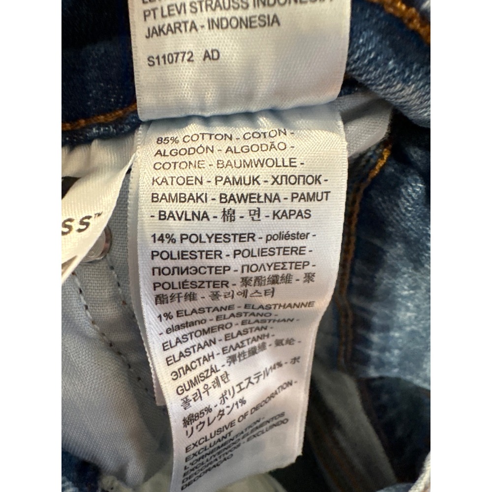 Levi's Wedgie Straight High Rise Jeans Medium Wash Blue Size 24 Ankle Button Fly - Picture 12 of 13